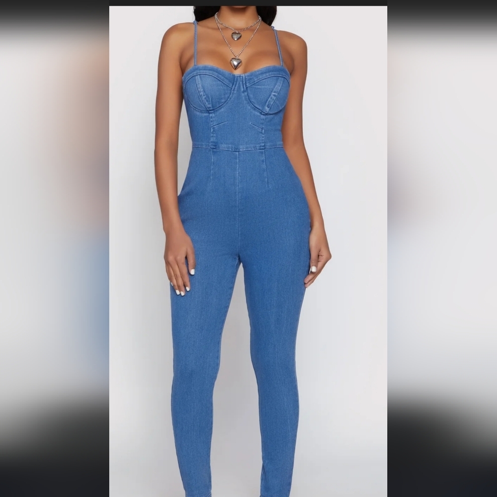 Haute Monde Light Blue Denim Overalls